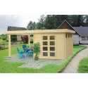 Modern log cabin with porch 10' x 10' (3 x 3 m), 28 mm